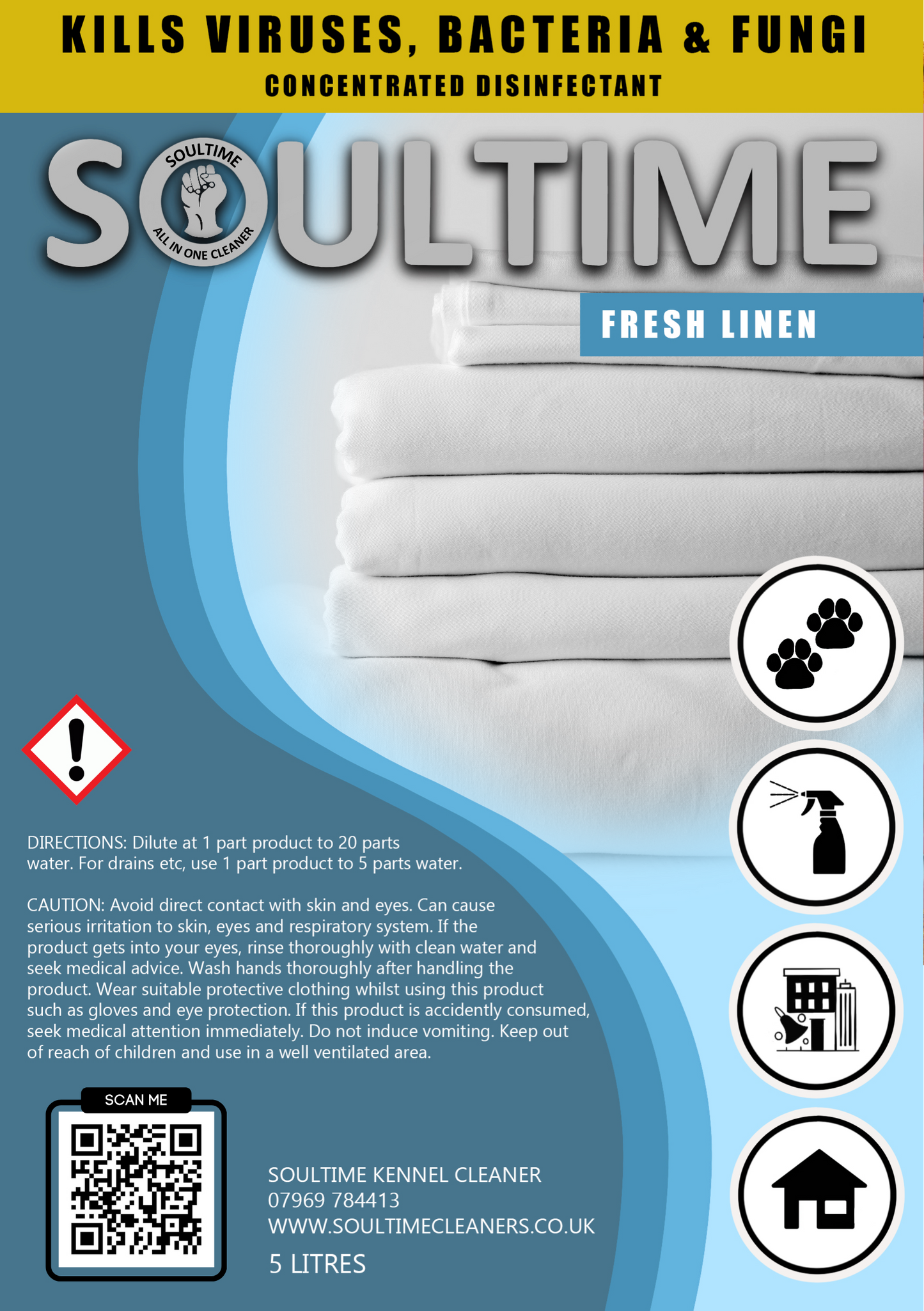 Soultime All-in-One Cleaner - Fresh Linen - 5 Litre